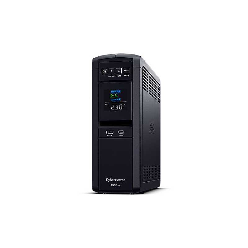 CyberPower PFC Sinewave 1350VA Line Interactive Tower UPS, 810W, LCD Display, 2x UK Plug, 4x IEC, AVR Energy Saving