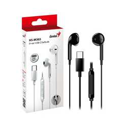 Genius HS-M365B USB-C In-Ear Earbuds with In Line Microphone and Volume Controls (Black)