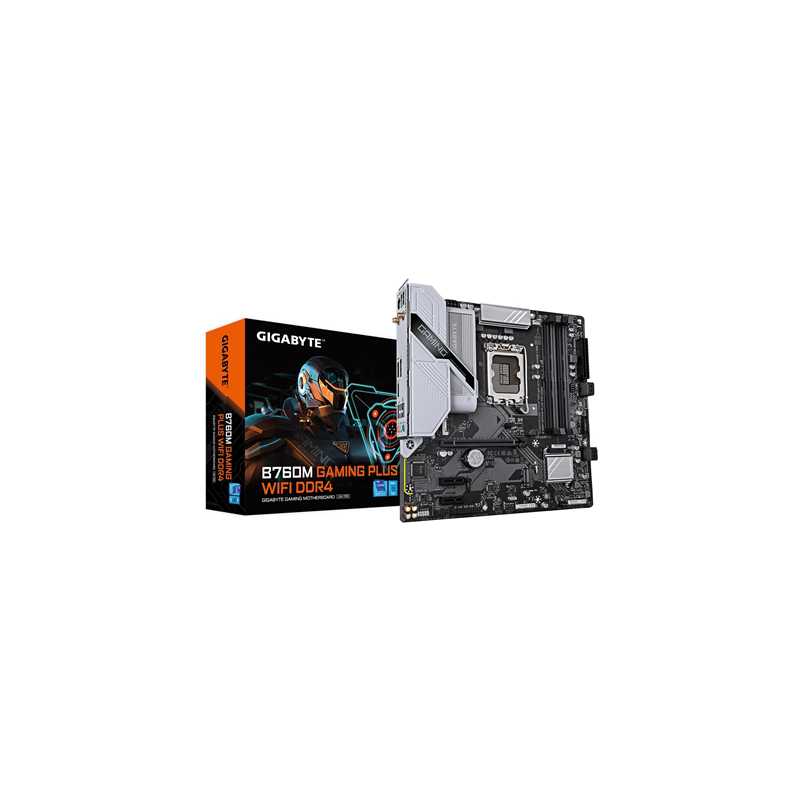 Gigabyte B760M GAMING PLUS WIFI DDR4 Intel 1700 Socket Motherboard, Micro-ATX, 4x DDR4 Slots, 2x M.2 Sockets, 1x USB-C Port, Fit