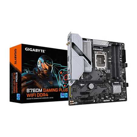 Gigabyte B760M GAMING PLUS WIFI DDR4 Intel 1700 Socket Motherboard, Micro-ATX, 4x DDR4 Slots, 2x M.2 Sockets, 1x USB-C Port, Fit