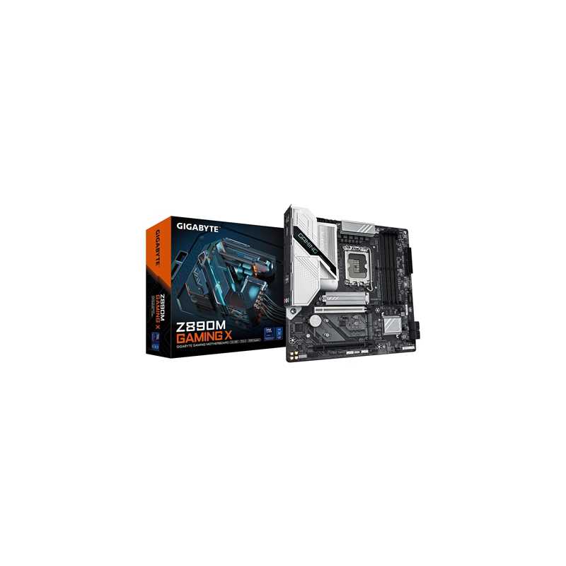 Gigabyte Z890M GAMING X Intel 1851 Socket Motherboard, Micro-ATX, 4x DDR5 Slots, 3x M.2 Sockets, 1x USB-C Port, Fitted I/O Shiel