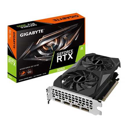 Gigabyte NVIDIA GeForce RTX 3050 WINDFORCE OC V2 6G Graphics Card, 6GB GDDR6, 2304 CUDA Cores, 1477 MHz Core Clock, Dual Fan, 2x