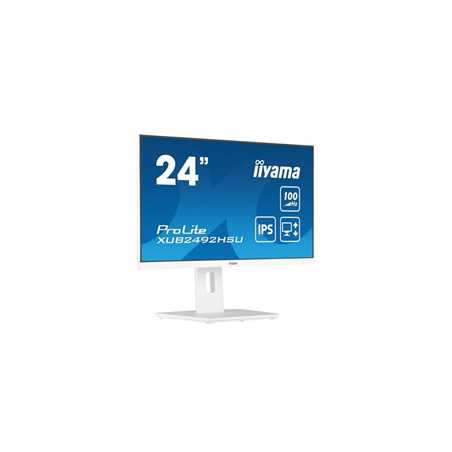 iiyama 24 Inch IPS Monitor XUB2492HSU-W6, Height Adjustable, Full HD, 100Hz, 0.4ms, FreeSync, HDMI, Display Port, USB Hub, White