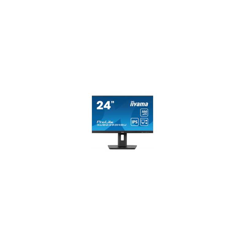 iiyama PROLITE TXUB2493HSU-B6 24 Inch IPS Monitor, Full HD, 1ms, 100Hz, USB Hub, HDMI, DisplayPort, Speakers, Black, Internal PS