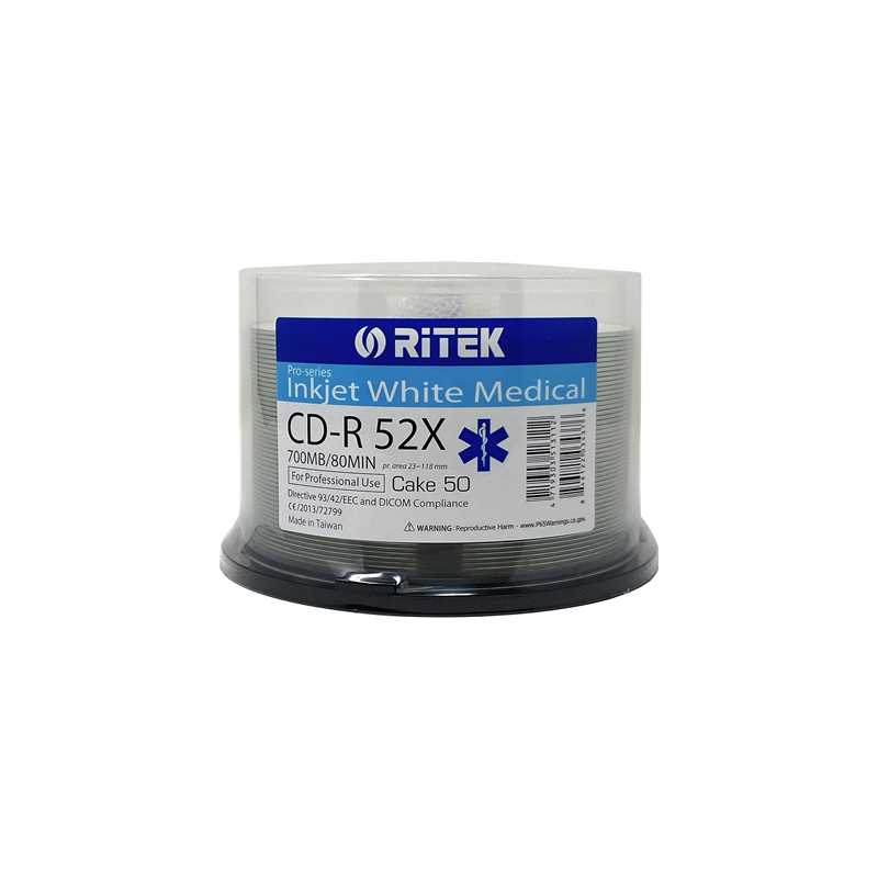 Ritek Medical Pro 50PK CD-R 52X 700MB/80Min (Directive 93/44/EEC and DICOM Compliance)