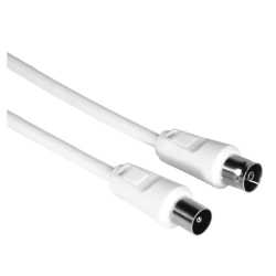 Hama Antenna Cable, Coax Male to Coax Female, 75dB, 3 Metre, White