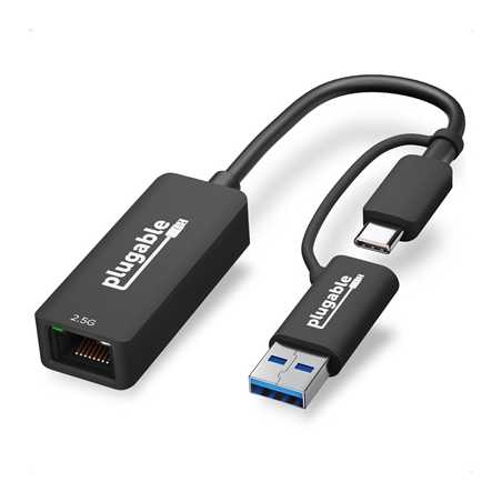 Plugable USBC-E2500 USB-A/USB-C to 2.5GbE Gigabit Ethernet Adapter