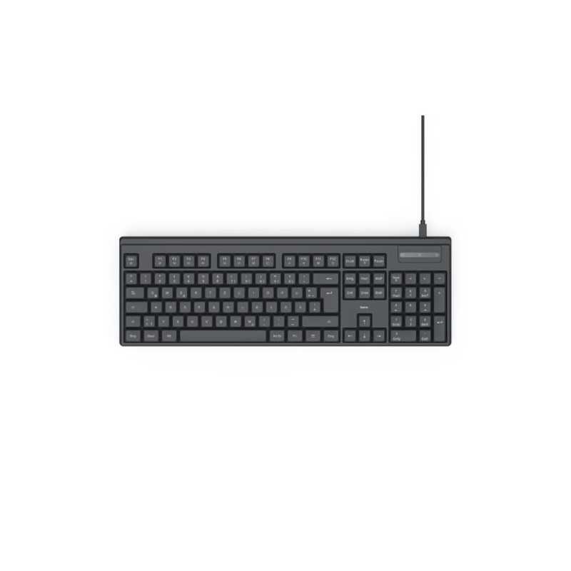 Hama CK-100 Wired USB Multimedia Keyboard, AI Assistant, Quiet Keys, Detachable Cable, Black