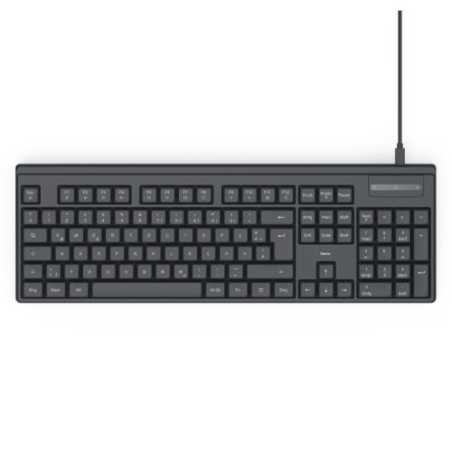 Hama CK-100 Wired USB Multimedia Keyboard, AI Assistant, Quiet Keys, Detachable Cable, Black