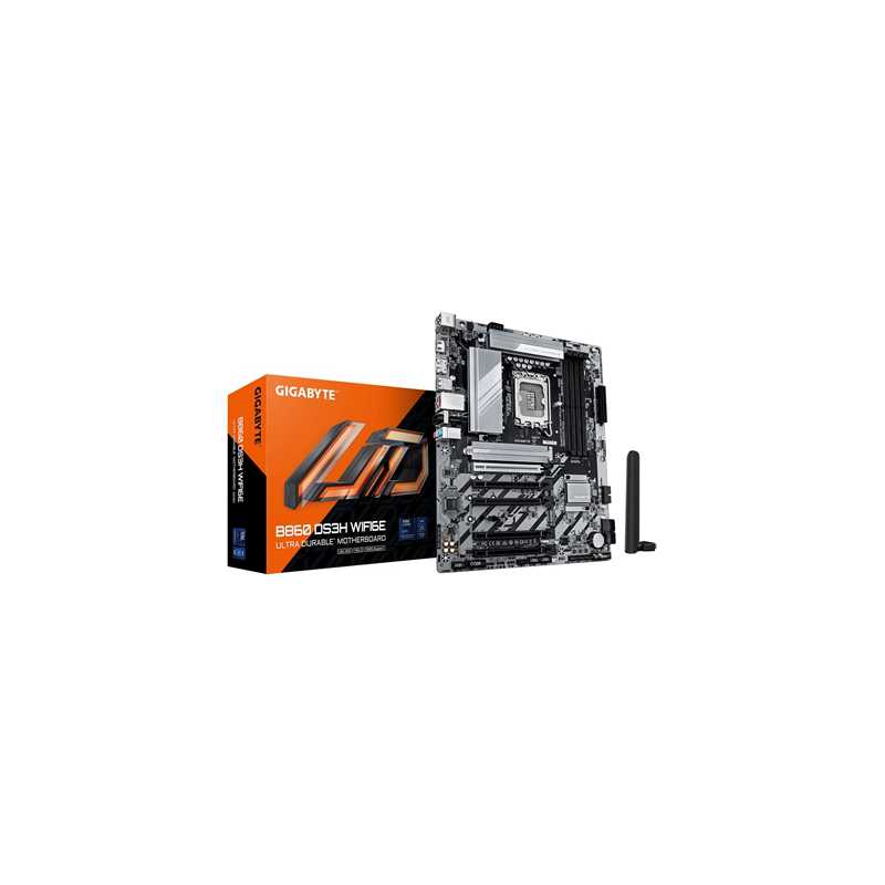 Gigabyte B860 DS3H WIFI6E Intel 1851 Socket Motherboard, ATX, 4x DDR5 Slots, 2x M.2 Sockets, 2x USB-C Port, 2.5GbE LAN, Wi-Fi 6E