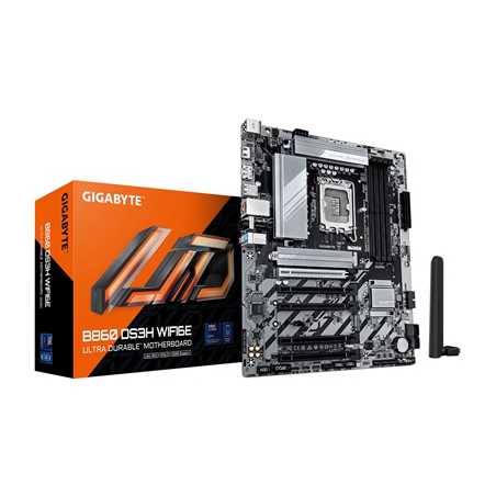 Gigabyte B860 DS3H WIFI6E Intel 1851 Socket Motherboard, ATX, 4x DDR5 Slots, 2x M.2 Sockets, 2x USB-C Port, 2.5GbE LAN, Wi-Fi 6E