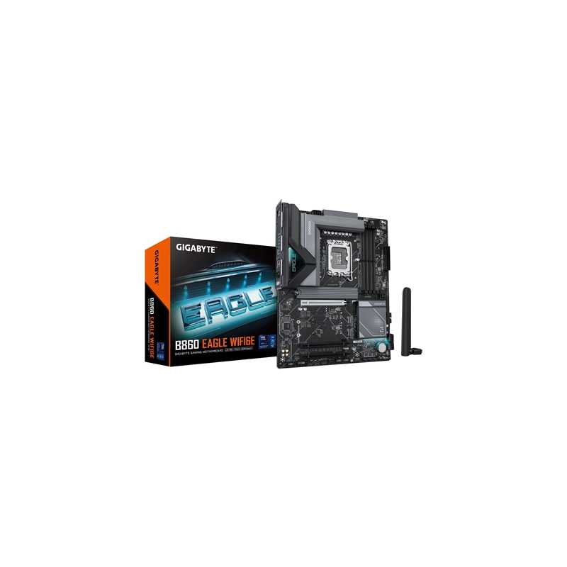 Gigabyte B860 EAGLE WIFI6E Intel 1851 Socket Motherboard, ATX, 4x DDR5 Slots, 3x M.2 Sockets, 2x USB-C Port, Fitted I/O Shield, 