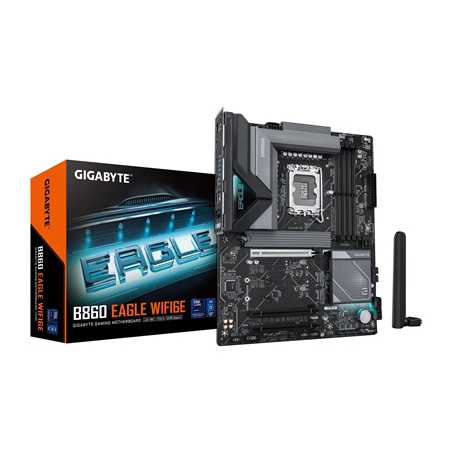 Gigabyte B860 EAGLE WIFI6E Intel 1851 Socket Motherboard, ATX, 4x DDR5 Slots, 3x M.2 Sockets, 2x USB-C Port, Fitted I/O Shield, 