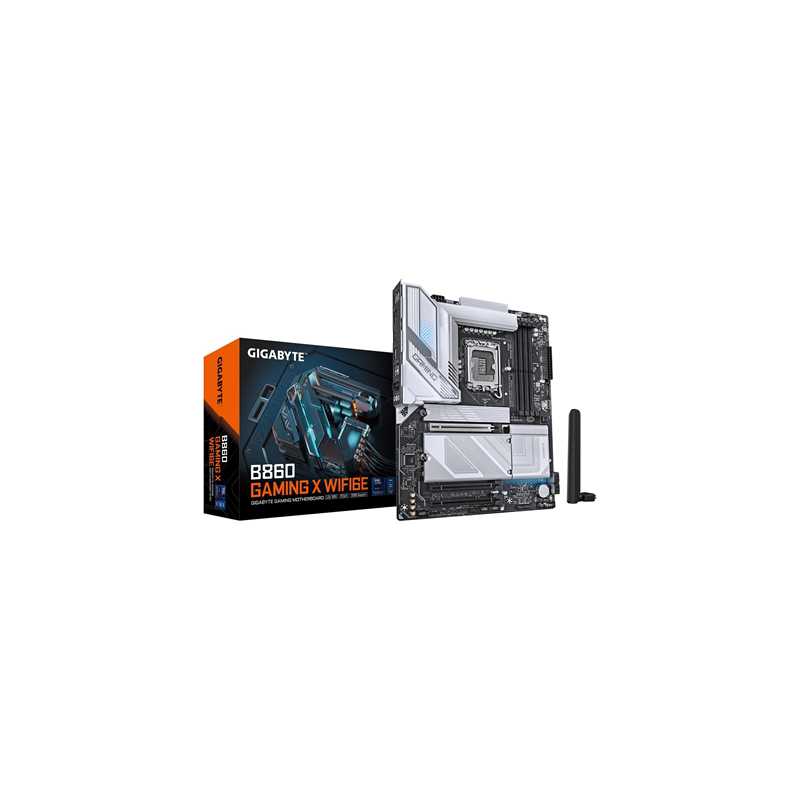 Gigabyte B860 GAMING X WIFI6E Intel 1851 Socket Motherboard, ATX, 4x DDR5 Slots, 3x M.2 Sockets, 2x USB-C Port, Fitted I/O Shiel