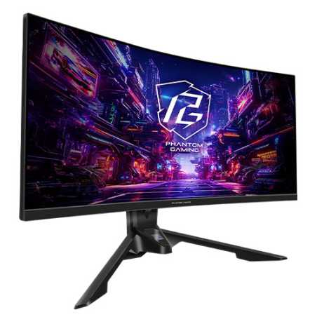 Asrock 34" Phantom Gaming WQHD Curved Gaming Monitor (PG34QRT2B), 3440 x 1440, 1ms, 2 HDMI, 2 DP, 180Hz, Tilt/Swivel/Height Adj