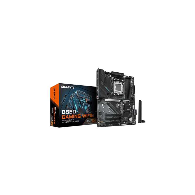 Gigabyte B850 GAMING WIFI6 AMD AM5 Socket Motherboard, ATX, 4x DDR5 Slots, 3x M.2 Sockets, 2x USB-C Port, Fitted I/O Shield, GbE