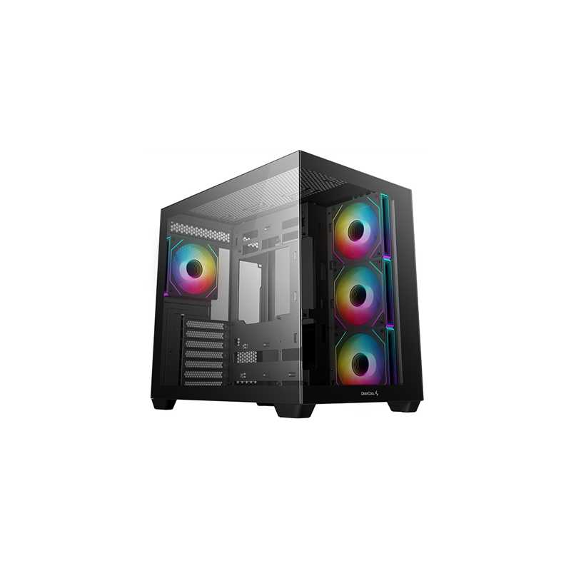 DeepCool CG530 4F Mid-Tower Case with Tempered Glass Panels, 4 Pre-Installed ARGB Fans, and Optimal Airflow Support, Black