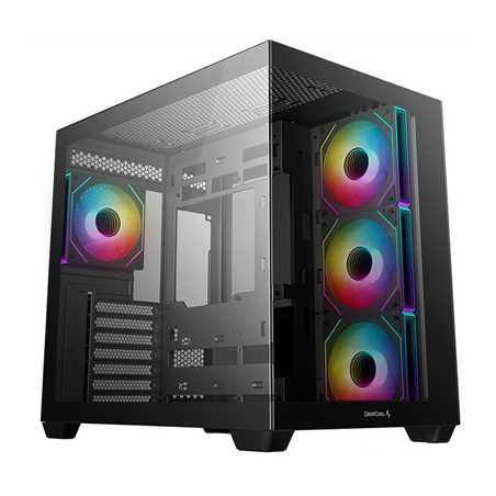 DeepCool CG530 4F Mid-Tower Case with Tempered Glass Panels, 4 Pre-Installed ARGB Fans, and Optimal Airflow Support, Black