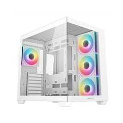 DeepCool CG530 4F Mid-Tower Case with Tempered Glass Panels, 4 Pre-Installed ARGB Fans, and Optimal Airflow Support, White