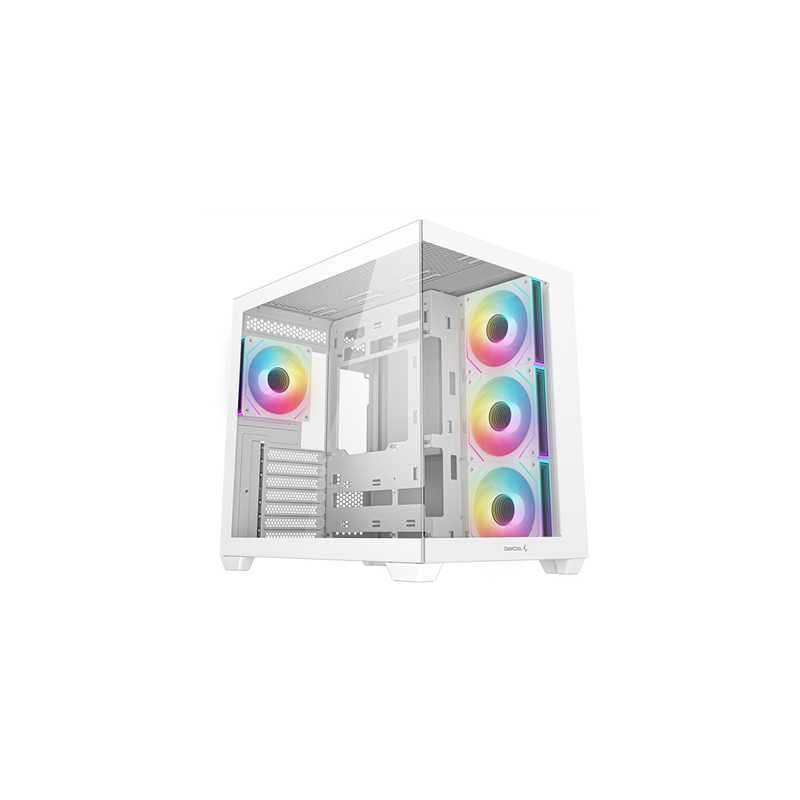 DeepCool CG530 4F Mid-Tower Case with Tempered Glass Panels, 4 Pre-Installed ARGB Fans, and Optimal Airflow Support, White