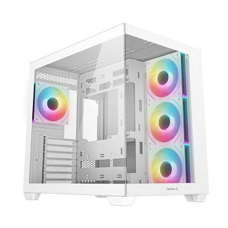 DeepCool CG530 4F Mid-Tower Case with Tempered Glass Panels, 4 Pre-Installed ARGB Fans, and Optimal Airflow Support, White