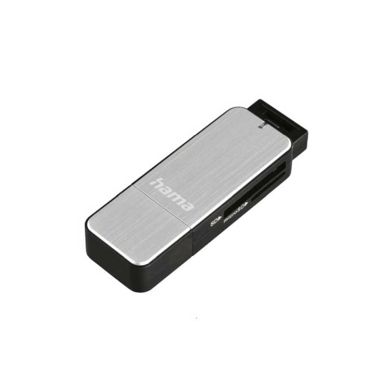 Hama External USB 3.0 Card Reader, SD/microSD, Silver, USB Powered