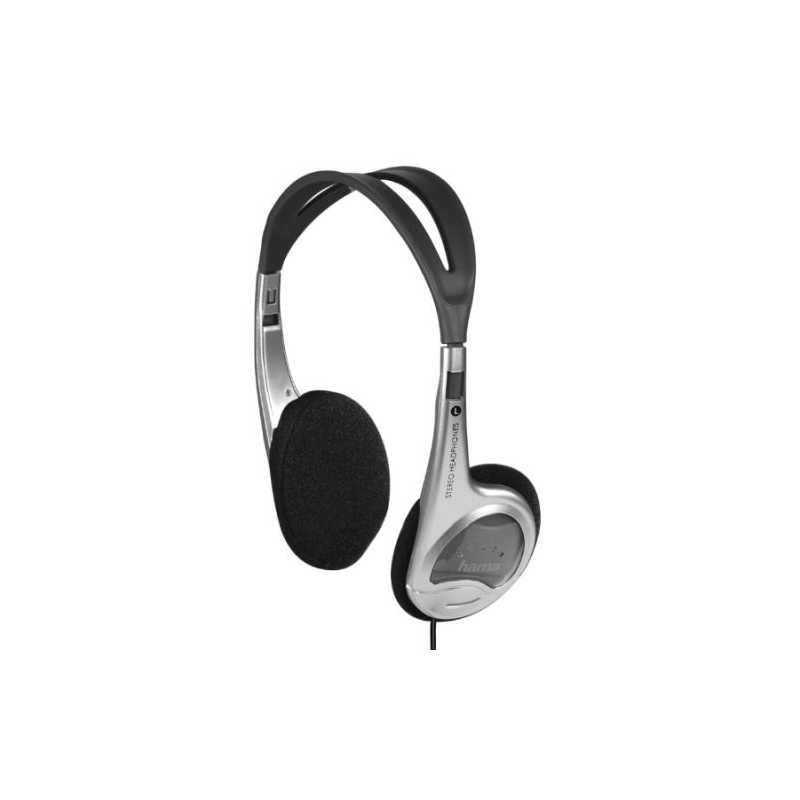 Hama (HED4407) On-ear Stereo Headphones, 3.5 mm Jack, 30mm Drivers, 1.5m Cable, Silver/Black