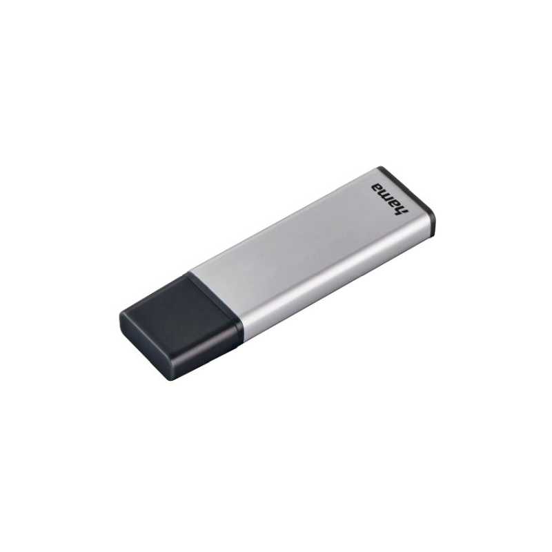 Hama Classic 16GB USB 3.0 Memory Pen, Aluminium, Cap, Keyring, 70MB/s, Black/Silver