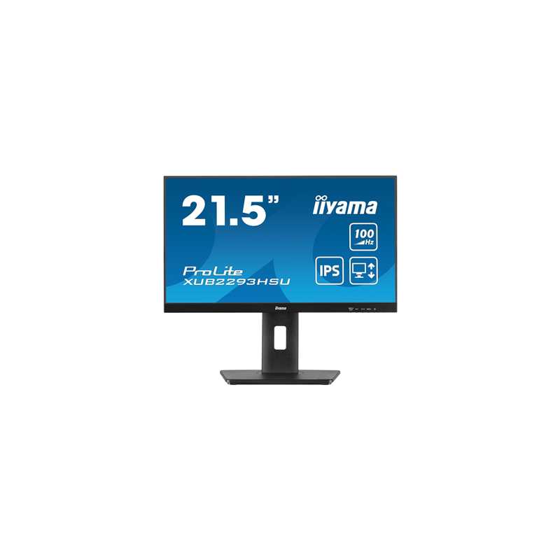 iiyama PROLITE XUB2293HSU-B7 22 inch IPS Monitor, Full HD, 1ms, USB Hub, HDMI, DisplayPort, Freesync, 100Hz, Speakers, Black, In