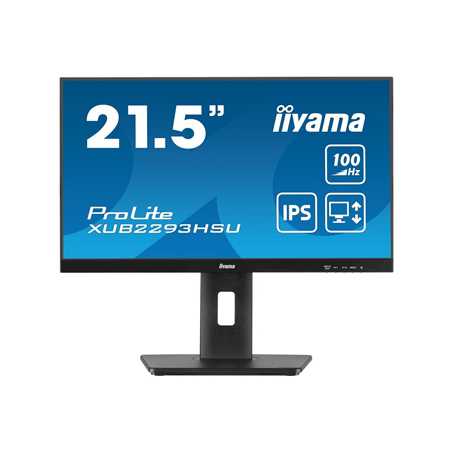 iiyama PROLITE XUB2293HSU-B7 22 inch IPS Monitor, Full HD, 1ms, USB Hub, HDMI, DisplayPort, Freesync, 100Hz, Speakers, Black, In