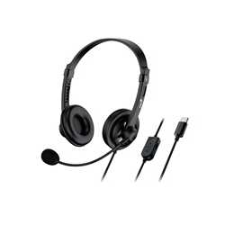 Genius HS-230U Headset with Mic, USB-C Connection, Plug and Play, Adjustable Headband and microphone with In-line Volume Control