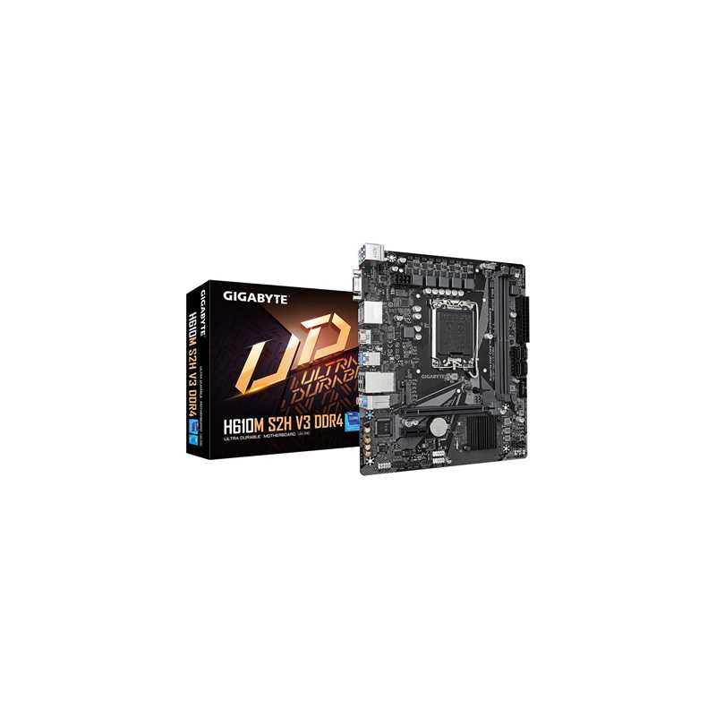 Gigabyte H610M S2H V3 DDR4 Ultra Durable Intel 1700 Socket Motherboard, Micro-ATX, 2x DDR4 Slots, 1x M.2 Socket, GbE LAN, 1x D-S